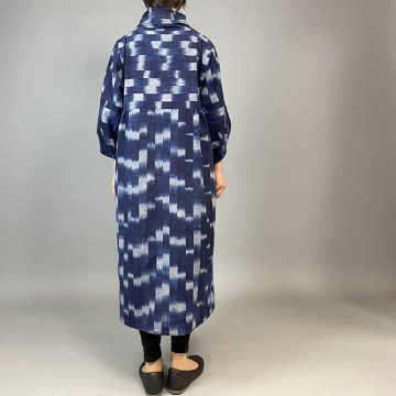 【備後絣】重ね襟ワンピース 藍染絣26-2　の画像