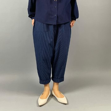 【備後絣】もんぺパンツ　藍染め　　中厚　中縞の画像