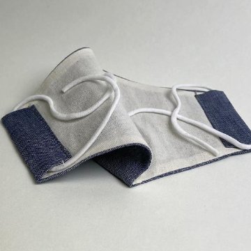 【近江ちぢみ】麻マスク　シャンブレーの画像