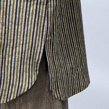 【遠州綿紬】シャツワンピース　木立の画像