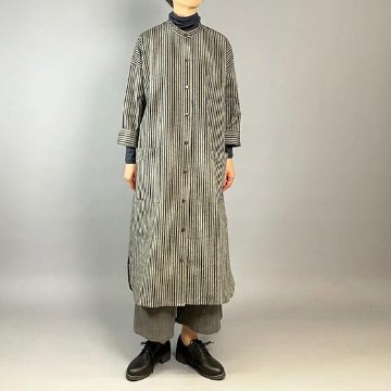 【遠州綿紬】シャツワンピース　木立の画像