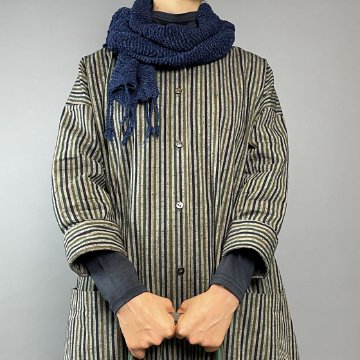 【遠州綿紬】シャツワンピース　木立の画像