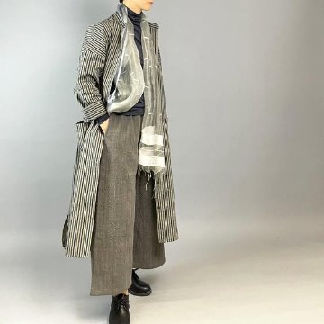 【遠州綿紬】シャツワンピース　木立の画像