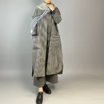 【遠州綿紬】シャツワンピース　木立の画像