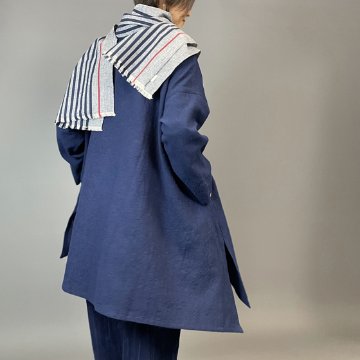 【備後絣】藍染め　ロングフレアーシャツ　濃紺スラブ 再入荷の画像