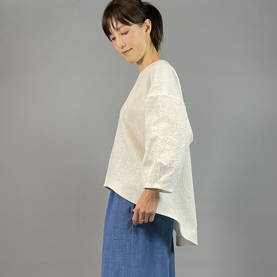 【備後絣】ラウンドプルオーバー　生成りスラブの画像