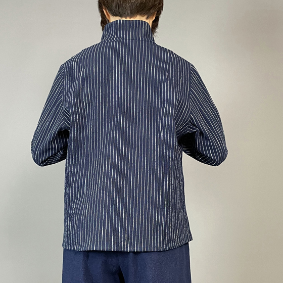 【備後絣】レギュラーブラウス　白スラブ縞の画像