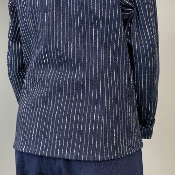 【備後絣】レギュラーブラウス　白スラブ縞の画像