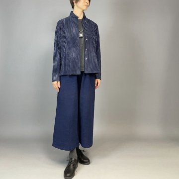 【備後絣】レギュラーブラウス　白スラブ縞の画像