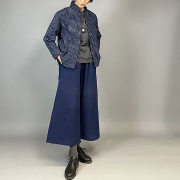 【備後絣】レギュラーブラウス　白スラブ縞の画像