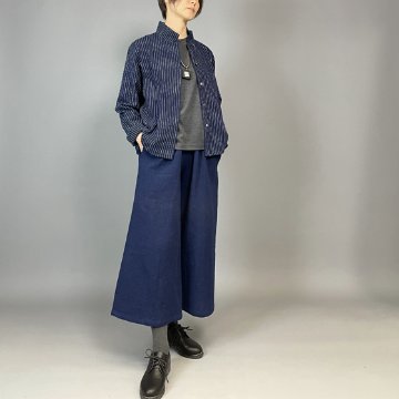 【備後絣】レギュラーブラウス　白スラブ縞の画像