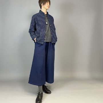 【備後絣】レギュラーブラウス　白スラブ縞の画像