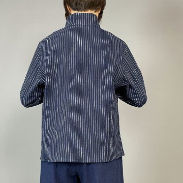 【備後絣】レギュラーブラウス　白スラブ縞の画像