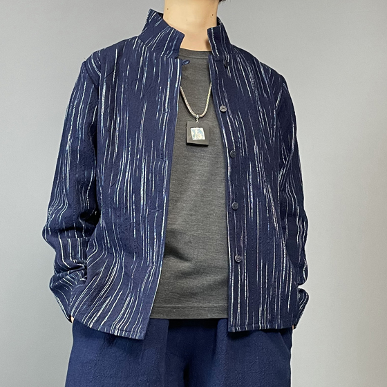 【備後絣】レギュラーブラウス　白はけ絣の画像