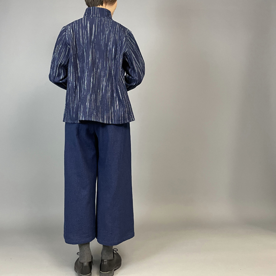 【備後絣】レギュラーブラウス　白はけ絣の画像