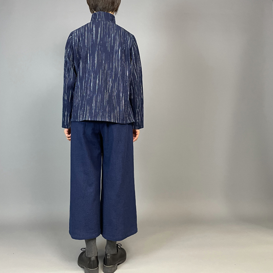 【備後絣】レギュラーブラウス　白はけ絣の画像