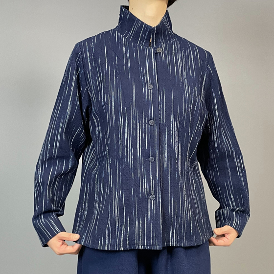 【備後絣】レギュラーブラウス　白はけ絣の画像