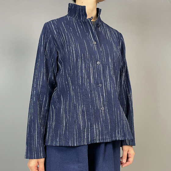 【備後絣】レギュラーブラウス　白はけ絣の画像