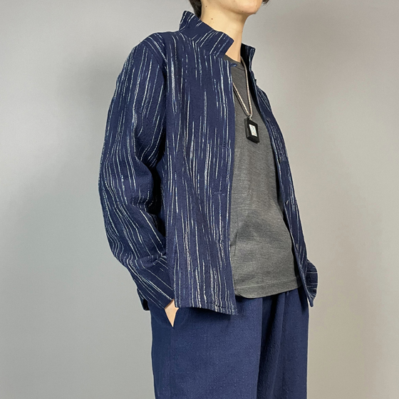 【備後絣】レギュラーブラウス　白はけ絣の画像