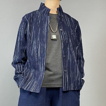 【備後絣】レギュラーブラウス　白はけ絣の画像