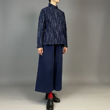 【備後絣】レギュラーブラウス　白はけ絣の画像