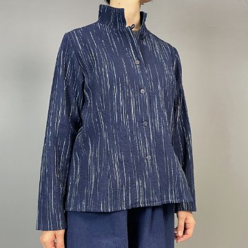 【備後絣】レギュラーブラウス　白はけ絣の画像