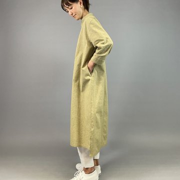 【遠州綿紬】前開きシャツワンピーズ　柳葉の画像
