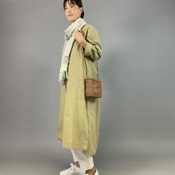 【遠州綿紬】前開きシャツワンピーズ　柳葉の画像