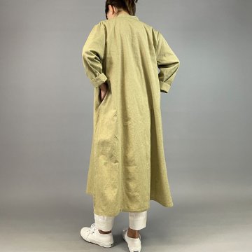 【遠州綿紬】前開きシャツワンピーズ　柳葉の画像