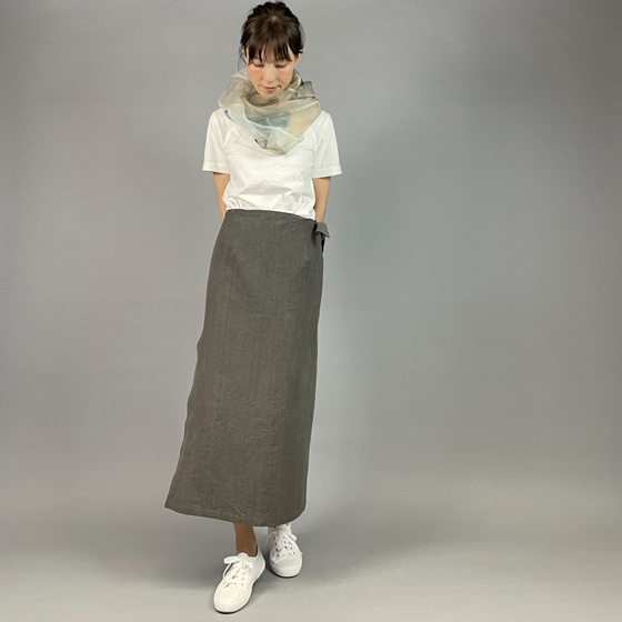 【備後絣】巻きスカート　墨の画像