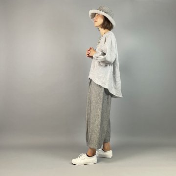 【近江麻】ラウンドプルオーバー　グレーちぢみの画像
