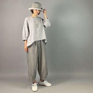 【近江麻】ラウンドプルオーバー　グレーちぢみの画像