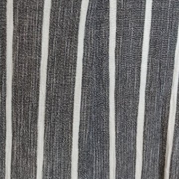 【亀田縞】フレンチスリーブ バルーンワンピース　グレー縞の画像
