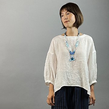 【近江麻】ラウンドプルオーバー 白ちぢみの画像