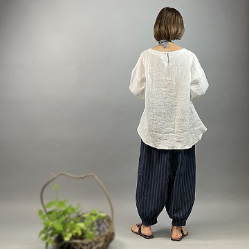 【近江麻】ラウンドプルオーバー 白ちぢみの画像