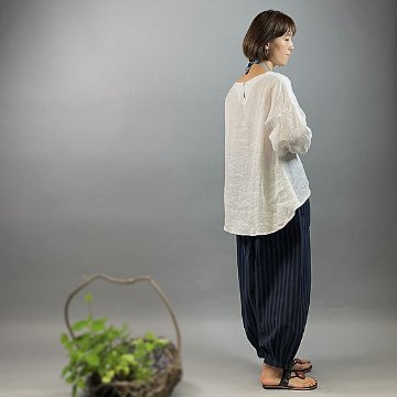 【近江麻】ラウンドプルオーバー 白ちぢみの画像