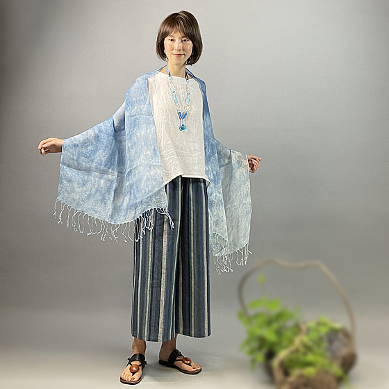 【近江麻】ラウンドノースリーブ　白ちぢみの画像