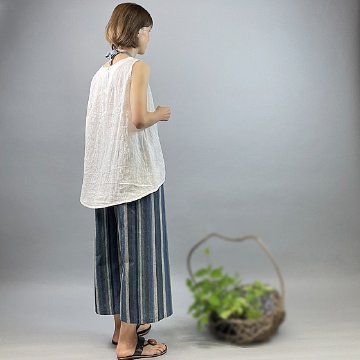 【近江麻】ラウンドノースリーブ　白ちぢみの画像