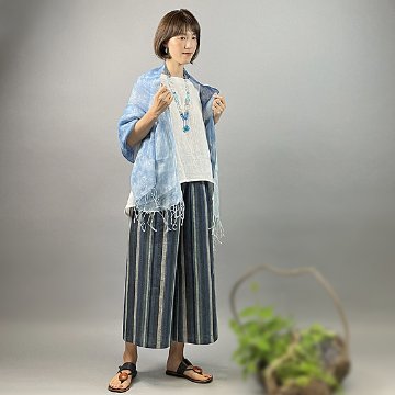 【近江麻】ラウンドノースリーブ　白ちぢみの画像