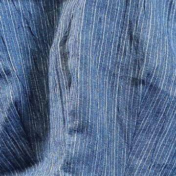 【近江の麻】バルーンワンピース　青細縞ちぢみの画像