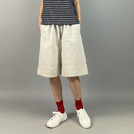 【備後絣】ハーフパンツ　うす墨の画像