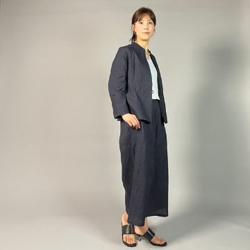 【近江ちぢみ】ワイドパンツ　濃紺 再入荷の画像