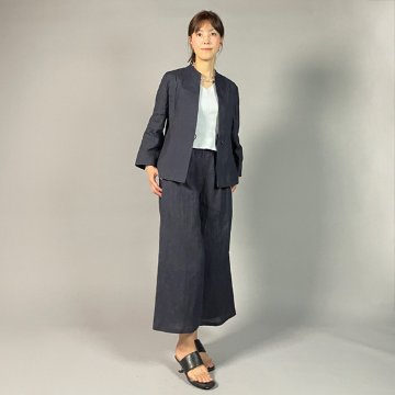 【近江ちぢみ】ワイドパンツ　濃紺 再入荷の画像