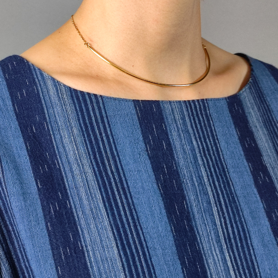 【備後絣】藍染　楊柳　ウエストアレンジワンピース　再入荷　の画像