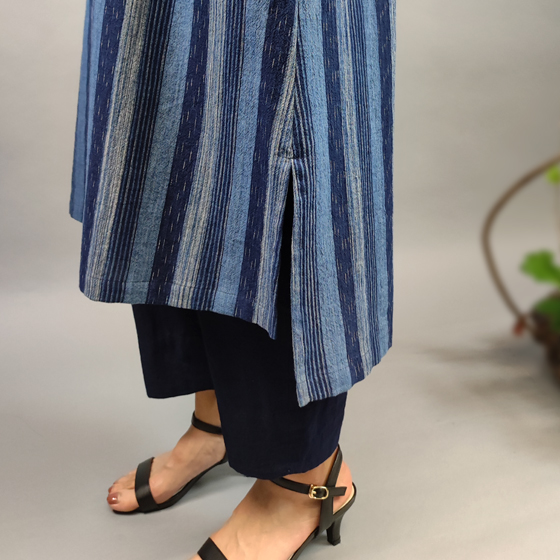 【備後絣】藍染　楊柳　ウエストアレンジワンピース　再入荷　の画像