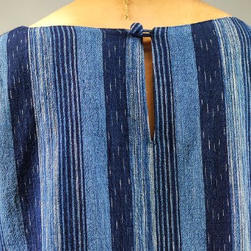 【備後絣】藍染　楊柳　ウエストアレンジワンピース　再入荷　の画像