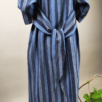 【備後絣】藍染　楊柳　ウエストアレンジワンピース　再入荷　の画像