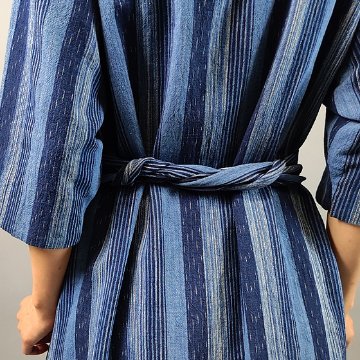 【備後絣】藍染　楊柳　ウエストアレンジワンピース　再入荷　の画像