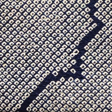 亀甲絞りのトートバッグ　　濃紺×グレー×グリーンの画像