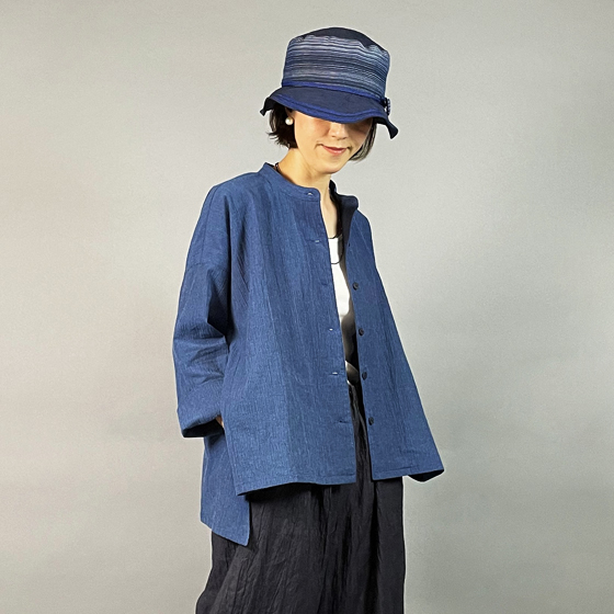 【亀田縞】テントショートブラウスの画像